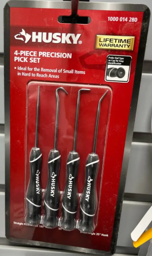 4-piece precision hook and pick tool set for O-ring and seal removal in oilfield equipment maintenance