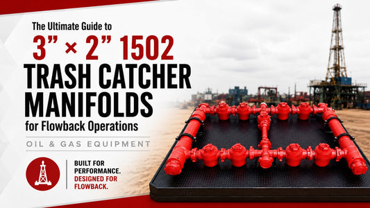 3 inch x 2 inch FIG 1502 trash catcher manifold for flowback operations, debris filtration, and high pressure oilfield flowline systems