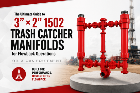 **3 inch x 2 inch FIG 1502 trash catcher manifold for flowback operations, debris filtration, and high pressure oilfield flowline systems**
