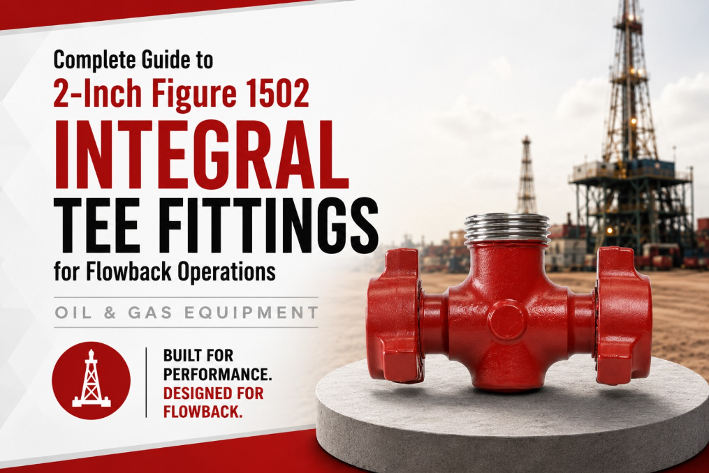 2-inch FIG 1502 tee fitting for high-pressure flowline equipment, flowback manifolds, and oilfield iron applications