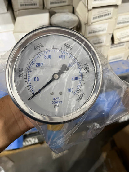 Premium Liquid-Filled Pressure Gauge – 10,000 PSI, 1/2" Bottom Mount (Part # 1002G10K)