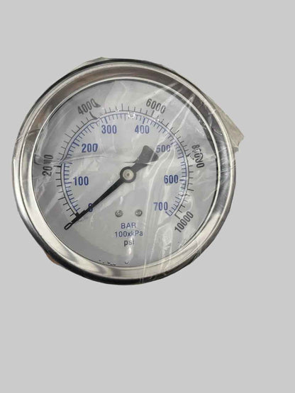 Premium Liquid-Filled Pressure Gauge – 10,000 PSI, 1/2" Bottom Mount (Part # 1002G10K)