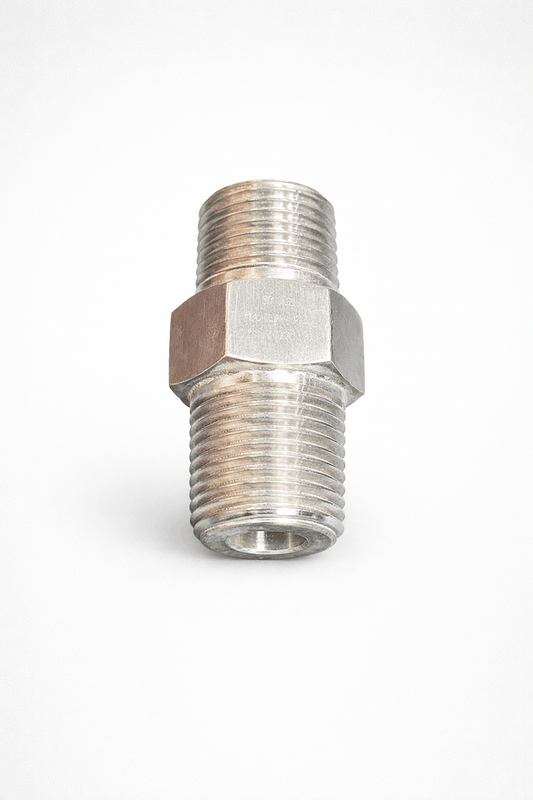 1/4 inch 15000 PSI NPT hex nipple male x male oilfield flowline fitting high pressure flow iron and integral fittings oil and gas