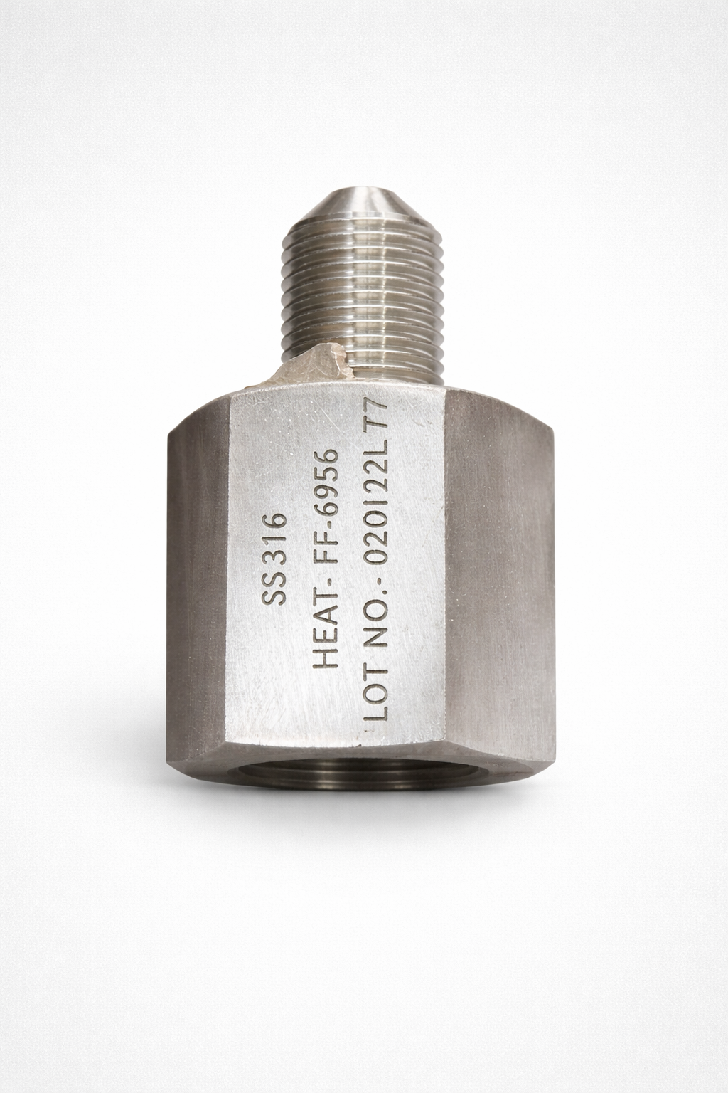 1/4 inch autoclave male x 1/2 inch NPT female MP hex nipple for high pressure oilfield flowline and instrumentation connections