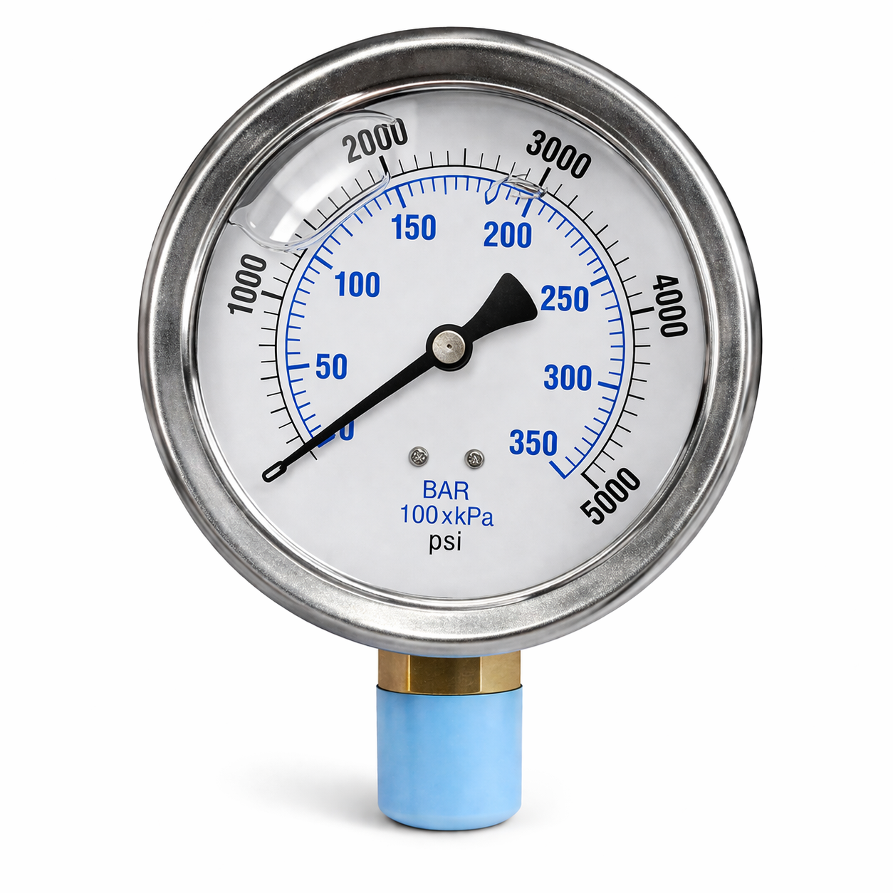 1/4 inch NPT 5000 PSI pressure gauge for high pressure oilfield flowline and hydraulic equipment monitoring