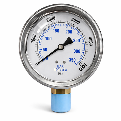 1/4 inch NPT 5000 PSI pressure gauge for high pressure oilfield flowline and hydraulic equipment monitoring