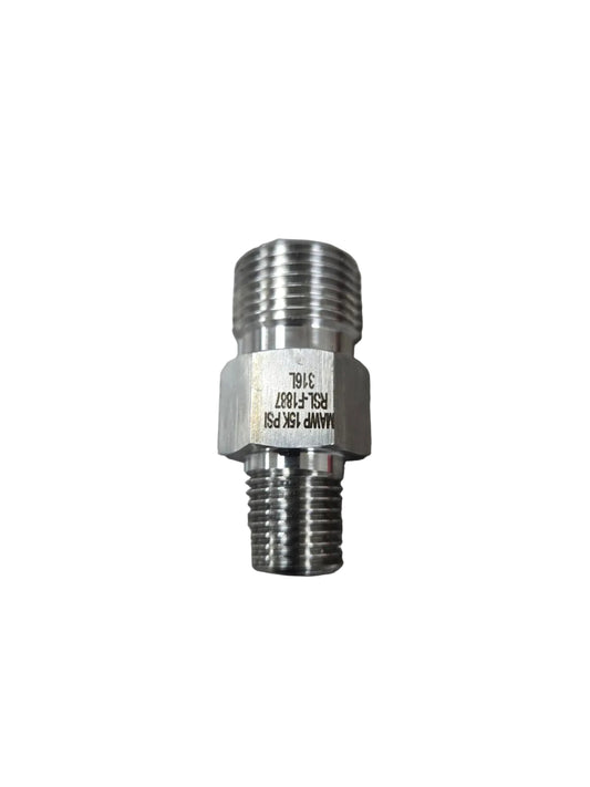 1/4" NPT Male x 3/4" Type M Male 15,000 PSI Stainless Steel Crossover Adapter – Oil & Gas Instrumentation Fitting