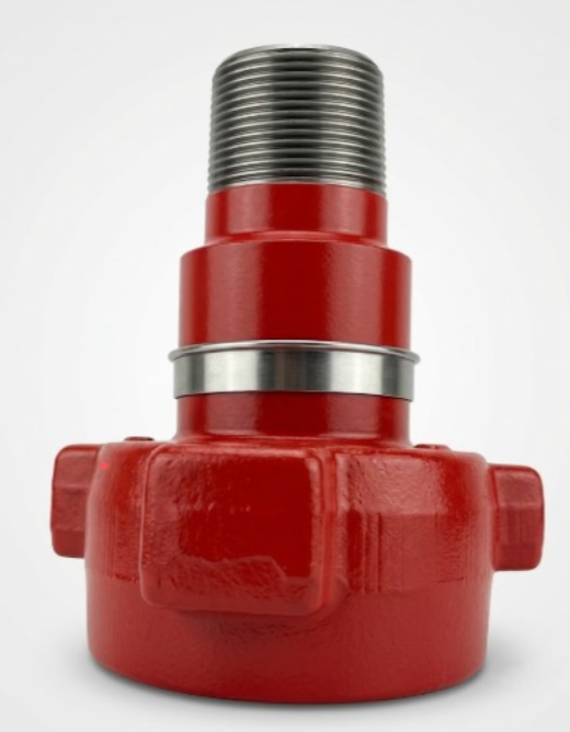 2-inch FIG 1502 male wing x 2-3/8 EUE swage crossover adapter for high-pressure flowline equipment and oilfield tubing connections