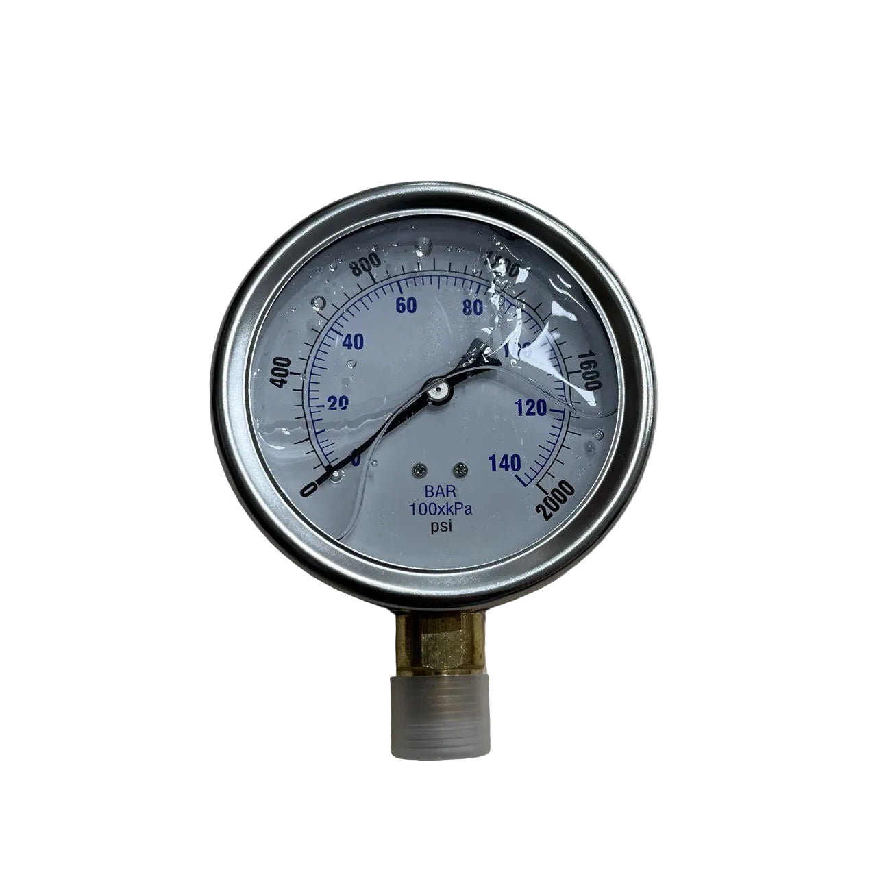 Premium Liquid-Filled Pressure Gauge – 2000 PSI, 1/2" Bottom Mount (Part # 1002G2K)