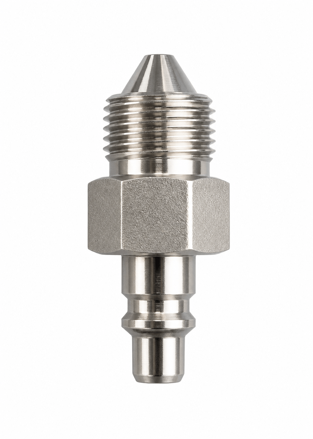 30,000 PSI stainless steel quick coupler 9/16 inch Type M male without check valve for high pressure oilfield flowline and hydraulic systems