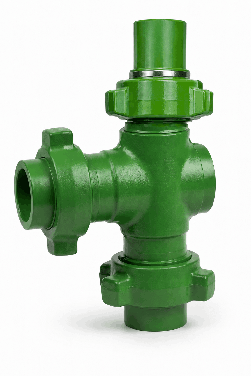 3-inch FIG 1502 choke tee sour service H2S rated with female threaded ends and male wing connection for high-pressure oilfield flowline and choke manifold systems.