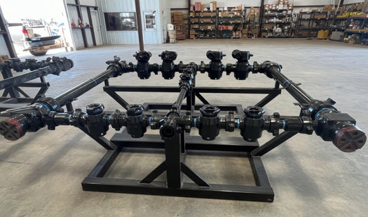3 x 2 15,000 PSI 10-Valve Plug Catcher Manifold (4 Gear Operated  6 Manual) with 38 Screen