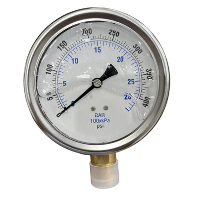 Premium Liquid-Filled Pressure Gauge – 400 PSI, 1/2" Bottom Mount (Part # 1002G.4K)