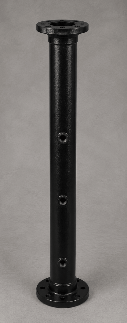 4-inch 150# flanged data header spool with 4-foot length and 1/2-inch and 3/4-inch instrument ports for oilfield flowline and pressure monitoring applications