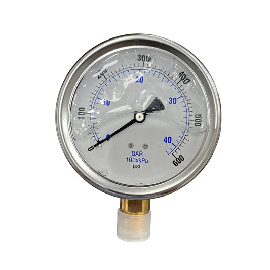 Premium Liquid-Filled Pressure Gauge – 600 PSI, 1/2" Bottom Mount (Part # 1002G.6K)