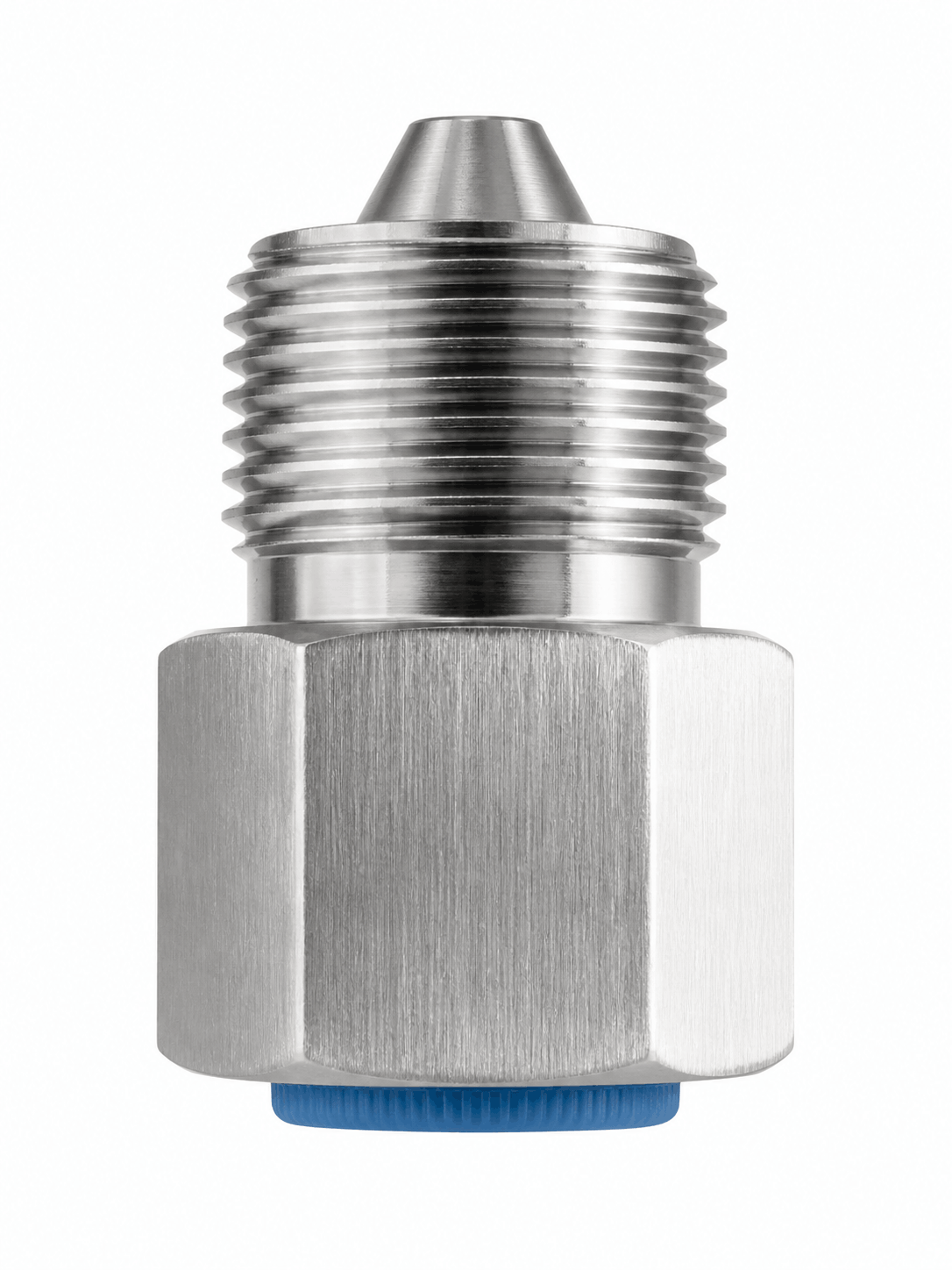 9/16" HP male x 1/2" NPT female adapter 10K PSI 316 stainless steel fitting for high pressure oilfield flowline and hydraulic systems, API compatible integral fitting supplier USA