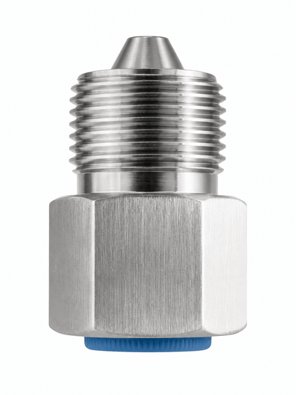9/16" HP male x 1/2" NPT female adapter 10K PSI 316 stainless steel fitting for high pressure oilfield flowline and hydraulic systems, API compatible integral fitting supplier USA