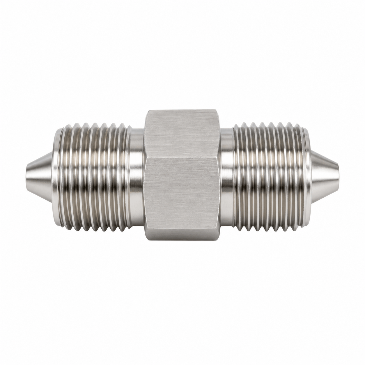 9/16" HP male x 9/16" HP male straight connector 60,000 PSI stainless steel adapter for ultra high pressure oilfield flowline systems, integral fittings supplier USA