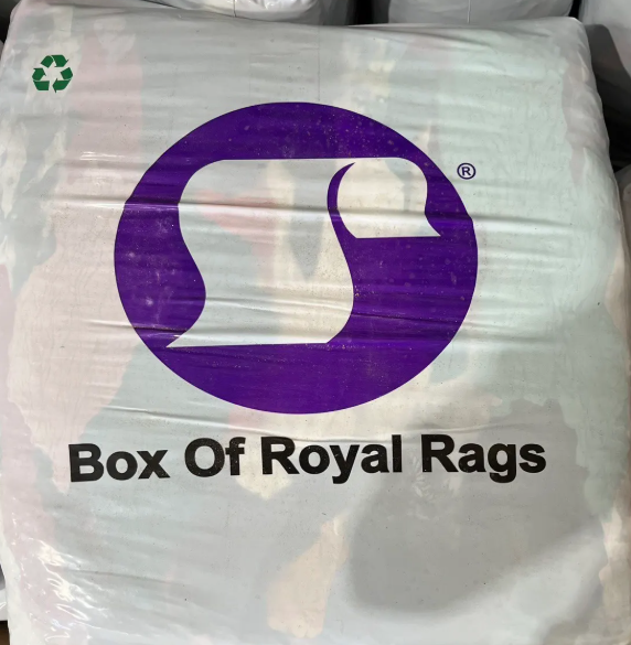 Bulk industrial cotton bag of rags for oilfield equipment cleaning, maintenance, and wiping applications