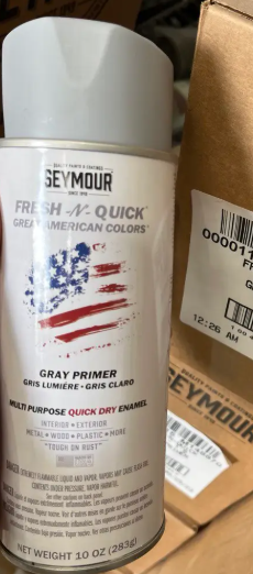 Industrial gray primer spray paint for oilfield iron base coating, protecting 1502 iron, flowline equipment, and high-pressure fittings
