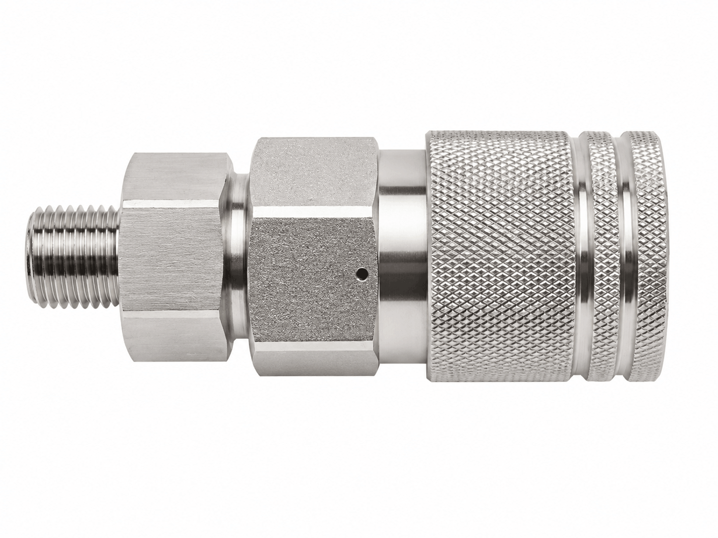 M9 female coupler back with integrated check valve for high pressure hydraulic and oilfield fluid transfer applications