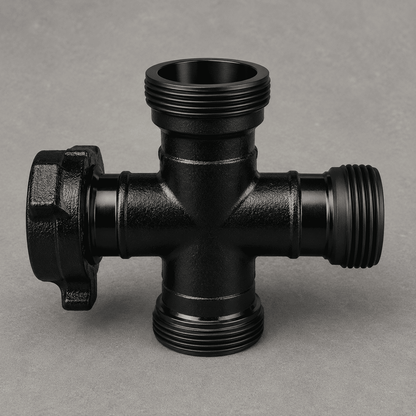 3-inch FIG 206 cross fitting with female threaded connections and wing union outlet, butt welded SCH XH construction for high-pressure flowline and oilfield applications