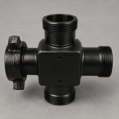 4-inch FIG 1002 cross fitting with female threaded connections and wing union outlet for high-pressure flowline equipment, flowback systems, and oilfield operation