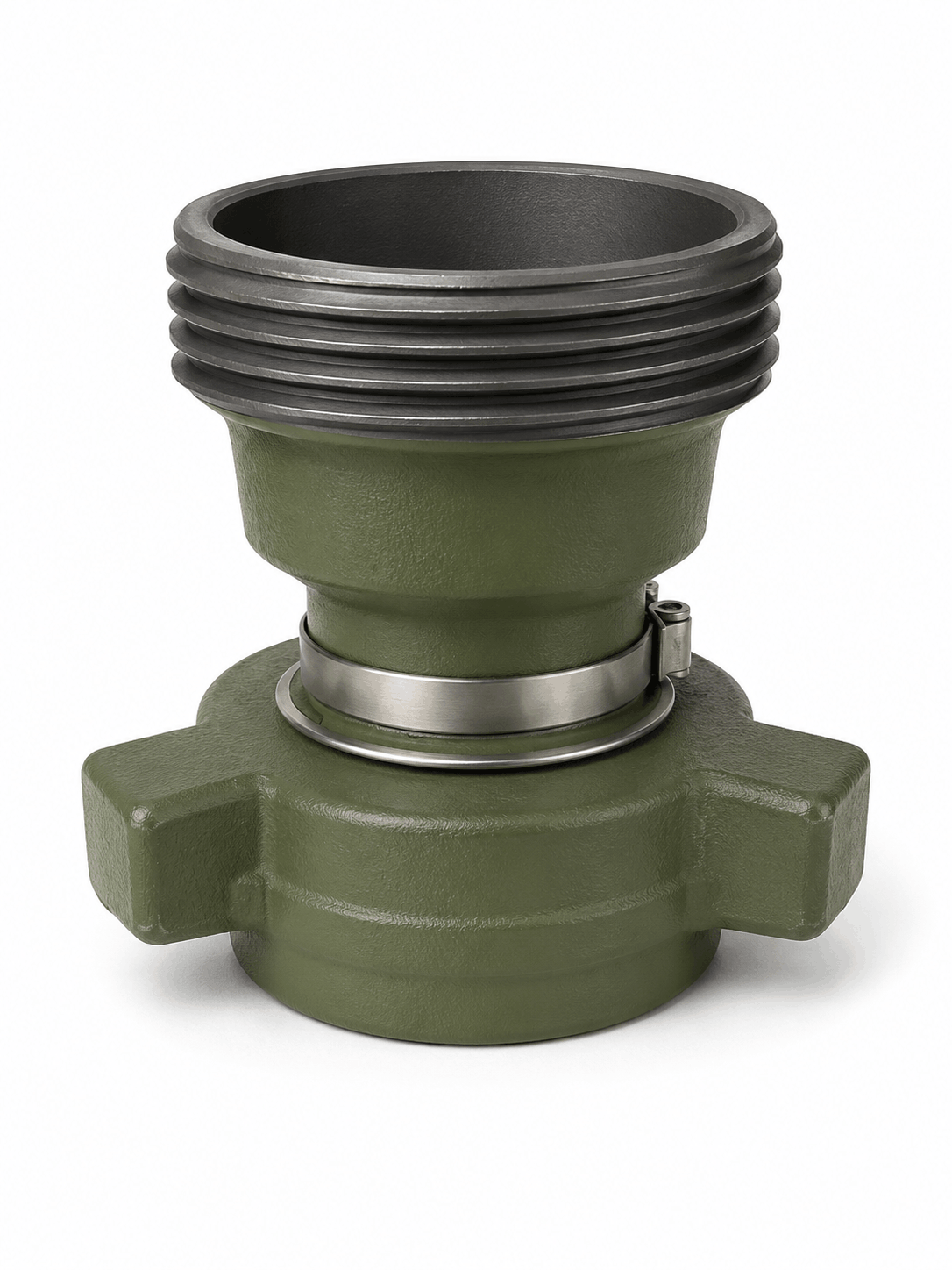 FIG 1502 sour service crossover with 3 inch female thread x 2 inch male wing connection for high pressure oilfield flowline applications