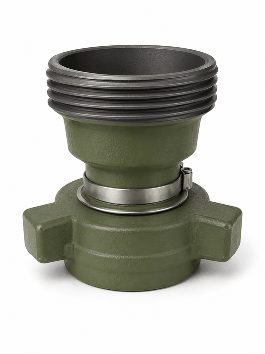 FIG 1502 sour service crossover with 3 inch female thread x 2 inch male wing connection for high pressure oilfield flowline applications