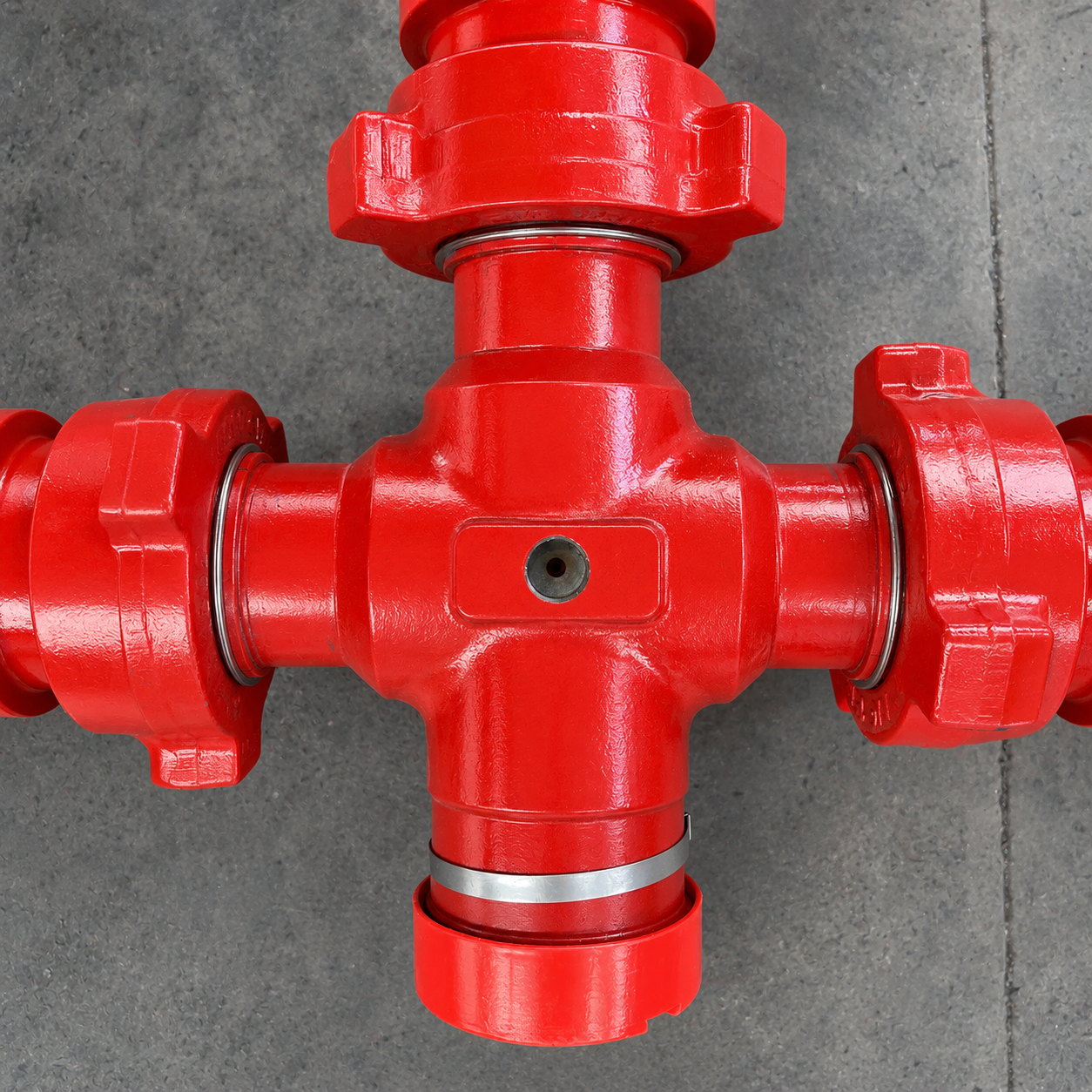 Flowline Cross – 3" FIG 1502 3-Way Male (Wing) x 1-Way Female (Thread) | 9/16" Autoclave Port