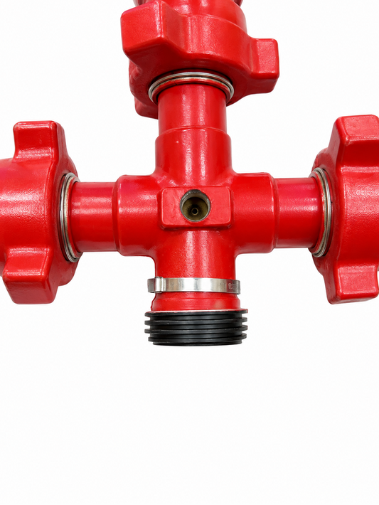 Flowline Cross – 3" FIG 1502 3-Way Female (Thread) x 1-Way Male (Wing) | Sour Service (H2S)