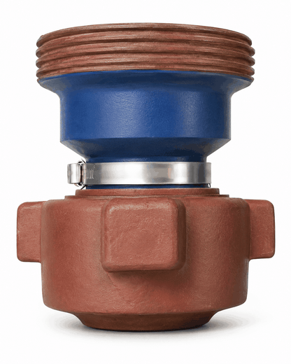 Crossover adapter 3-inch FIG 1002 female connection x 2-inch FIG 1502 male wing union for high-pressure flowline and oilfield iron applications.