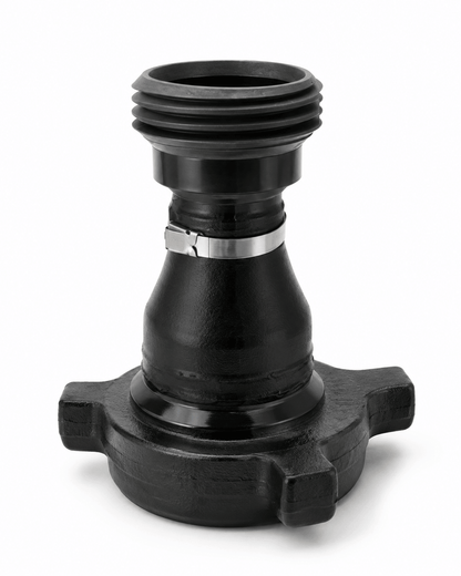 FIG 1502 2-inch female x FIG 602 4-inch male butt weld XXH crossover for high-pressure flowline and oilfield iron applications