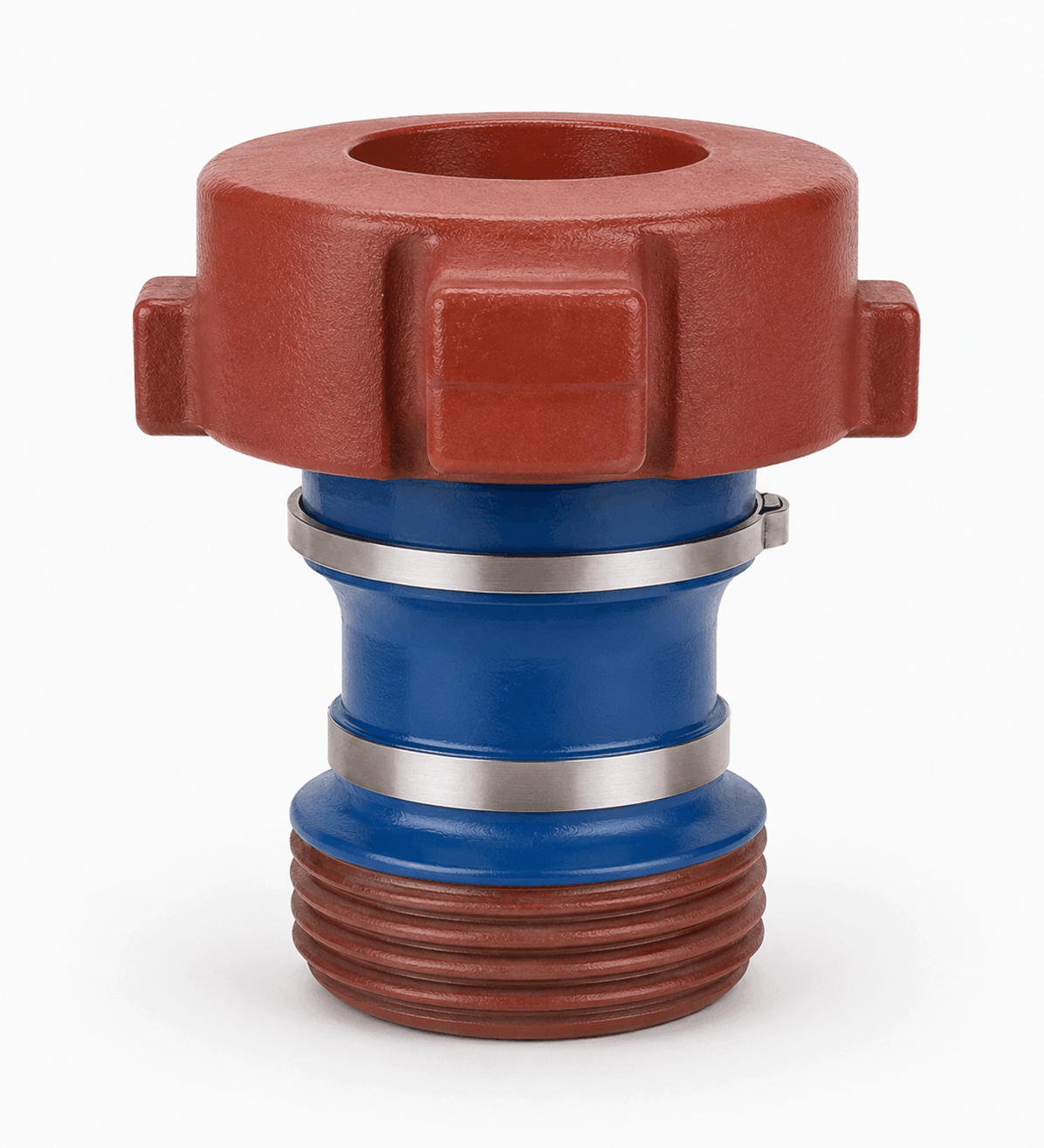 7-inch crossover adapter with 3-inch FIG 1002 male wing connection x 2-inch FIG 1502 female thread for high-pressure flowline and oilfield equipment applications.
