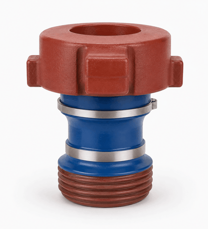 7-inch crossover adapter with 3-inch FIG 1002 male wing connection x 2-inch FIG 1502 female thread for high-pressure flowline and oilfield equipment applications.
