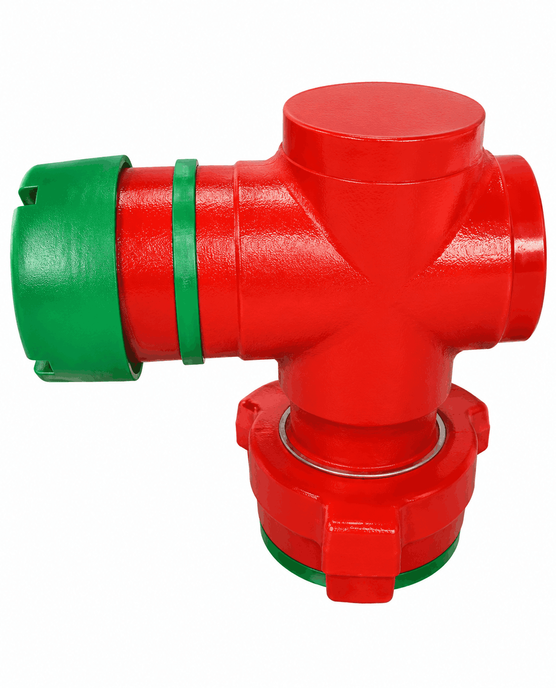 Heavy-duty 3-inch FIG 1502 double cushion elbow XF with male wing x female thread connection for high-pressure flowline, flowback, and frac iron oilfield applications