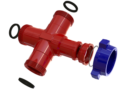 Cross, 2", 1502 F(thread) x F(thread) x F(thread) x M(wing) Standard, 15000 PSI - Blaze Sales & Service