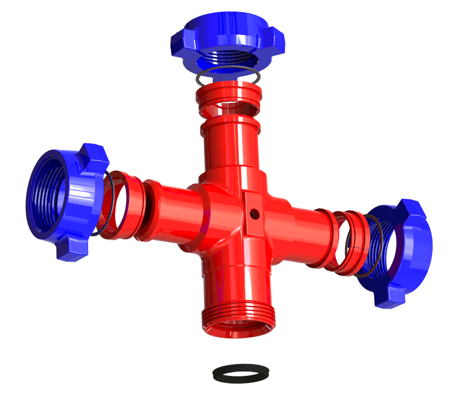 Cross  ,2" 1502 M (wing ) x M (wing ) x M (wing ) x F (thread)  1 /2" NPT TAP,  Standard  15000 PSI - Blaze Sales & Service