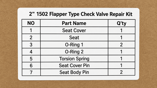 epair Kit for 2 inch Flapper Type Check Valve for high pressure flowline equipment, oilfield check valve repair, 1502 flow iron systems, and API 6A pressure control applications
