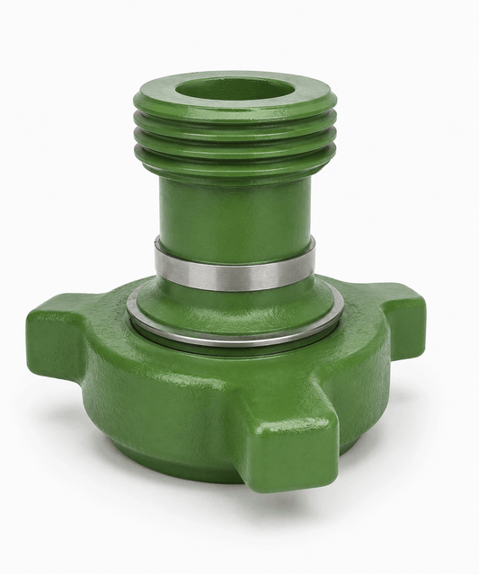 Crossover adapter 3-inch FIG 1002 female thread x 2-inch FIG 1502 male wing for sour service H2S high-pressure flowline and oilfield iron applications.
