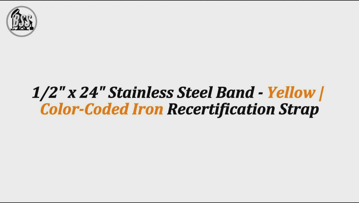 1/2" x 24" Stainless Steel Band - Yellow | Color-Coded Iron Recertification Strap