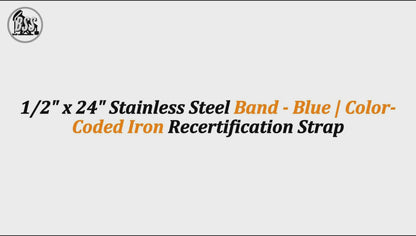 1/2" x 24" Stainless Steel Band - Blue | Color-Coded Iron Recertification Strap