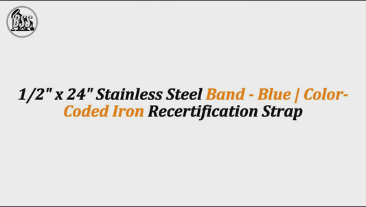 1/2" x 24" Stainless Steel Band - Blue | Color-Coded Iron Recertification Strap