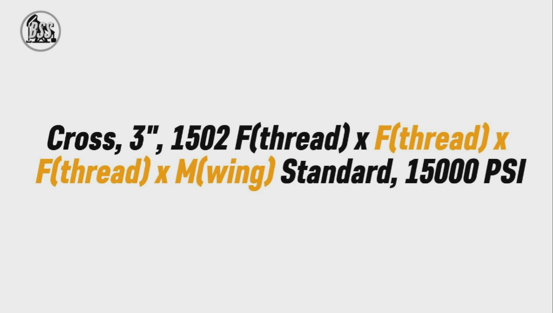 Cross, 3", 1502 F(thread) x F(thread) x F(thread) x M(wing) Standard, 15000 PSI