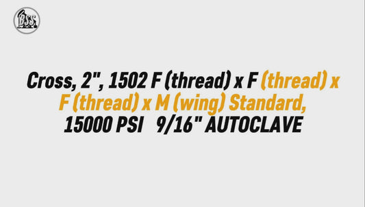 Cross, 2", 1502 F (thread) x F (thread) x F (thread) x M (wing) Standard, 15000 PSI 9/16" AUTOCLAVE