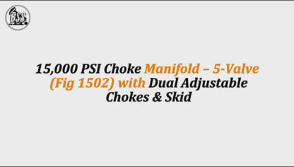 15,000 PSI Choke Manifold – 5-Valve (Fig 1502) with Dual Adjustable Chokes & Skid