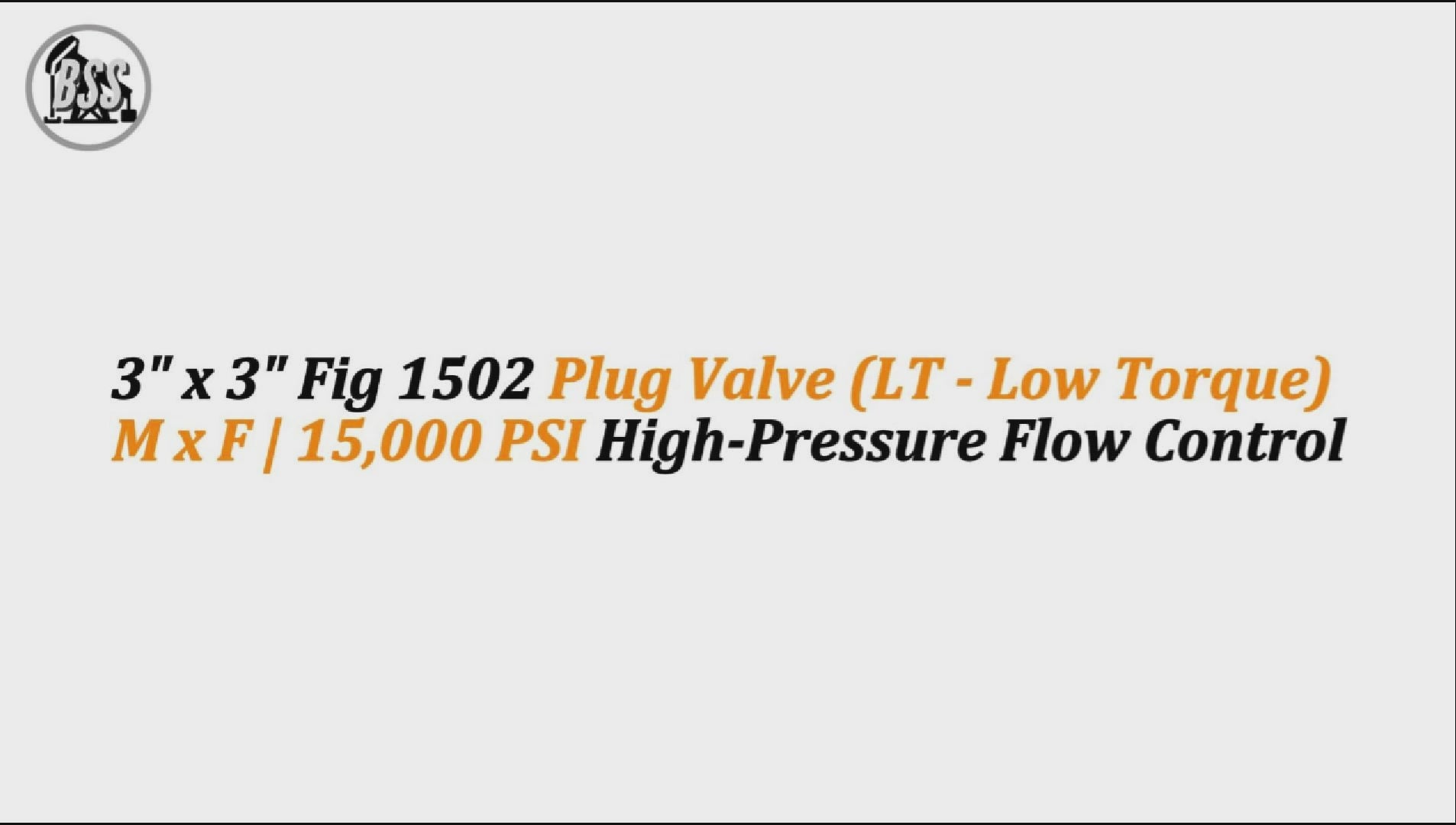 3" x 3" Fig 1502 Plug Valve (LT - Low Torque) M x F | 15,000 PSI High-Pressure Flow Control