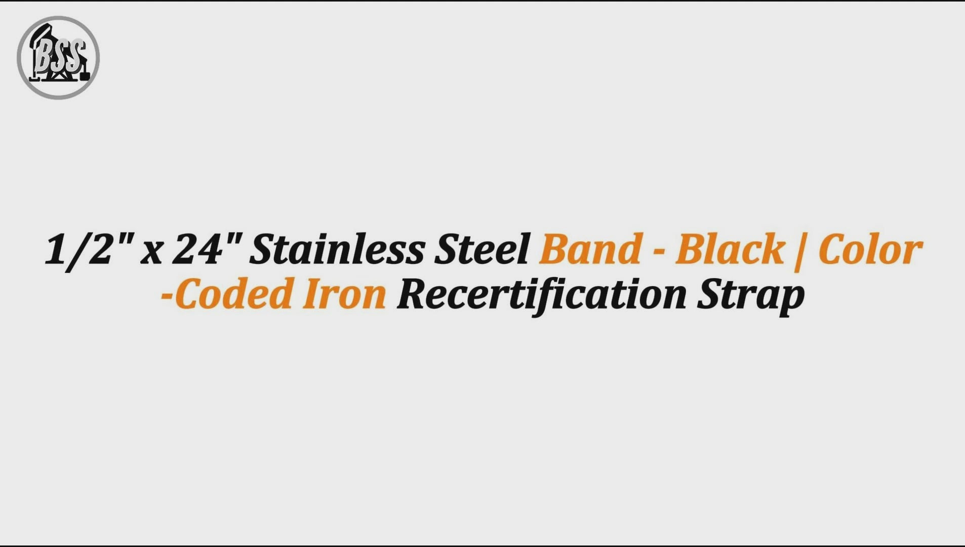 1/2" x 24" Stainless Steel Band - Black | Color-Coded Iron Recertification Strap