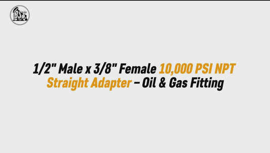 1/2" Male x 3/8" Female 10,000 PSI NPT Straight Adapter – Oil & Gas Fitting