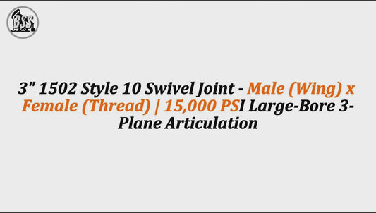 3" 1502 Style 10 Swivel Joint - Male (Wing) x Female (Thread) | 15,000 PSI Large-Bore 3-Plane Articulation